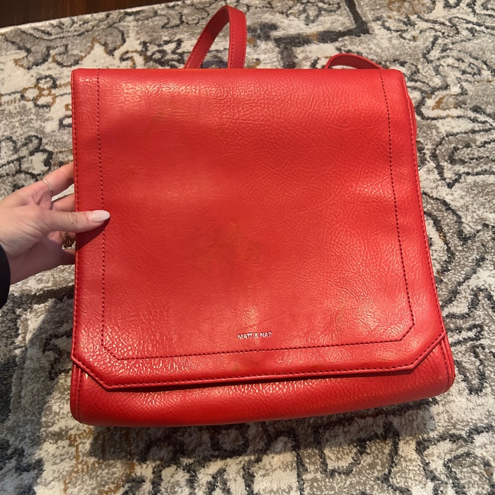 Matt & Nat Red Leather Backpack